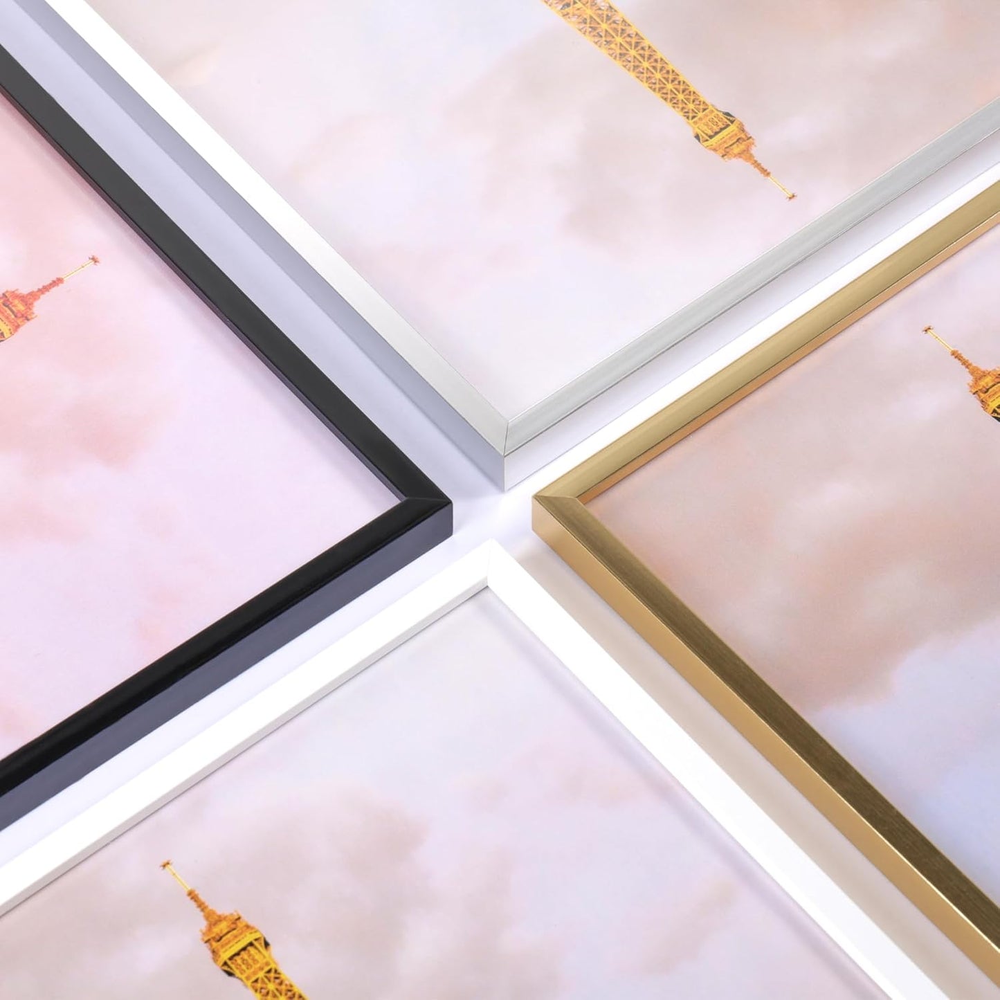 upsimples 5x7 Picture Frame Set of 3, Made of High Definition Glass for 5 x 7 White Frames, Wall and Tabletop Display Thin Border Photo Frame for Home Décor