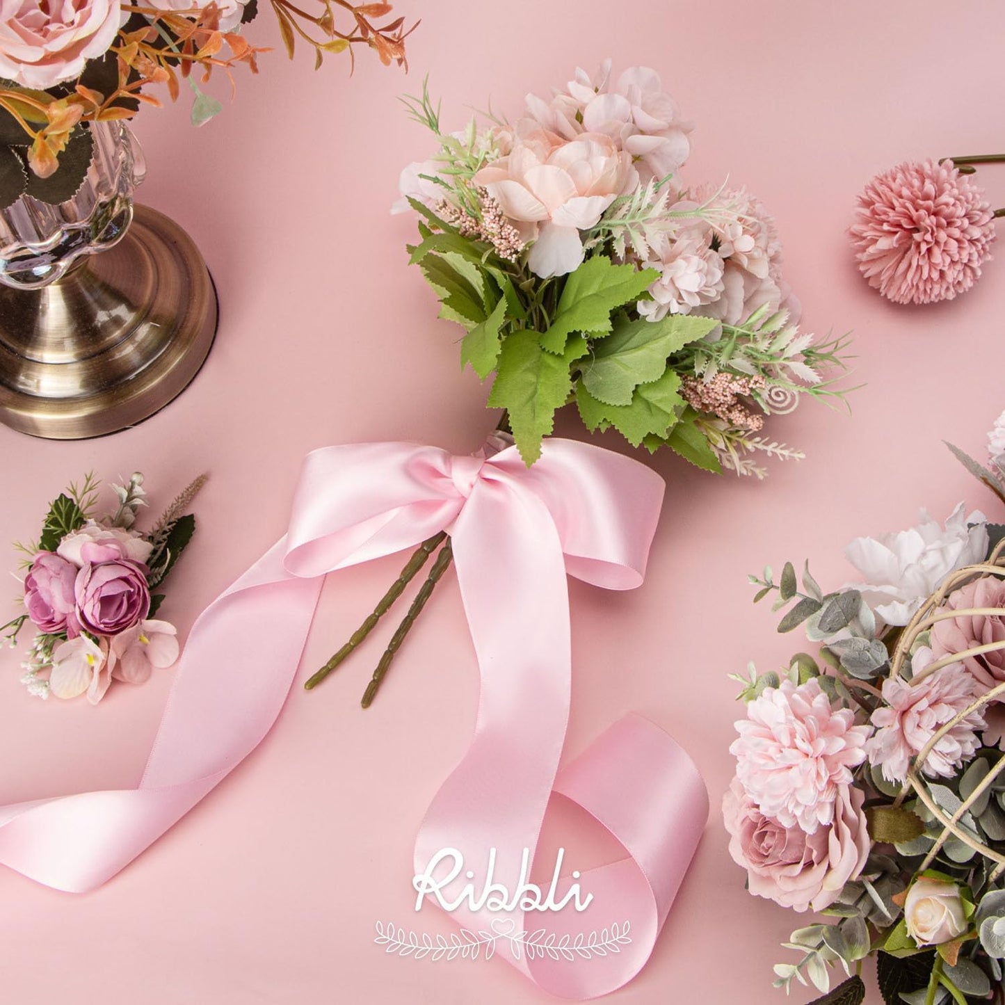 Ribbli Light Pink Double Faced Satin Ribbon, 2” x Continuous 10 Yards,Use for Bows Bouquet,Gift Wrapping,Baby Shower,Floral Arrangement