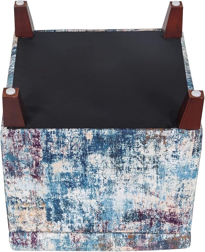 Adeco 18 Inch High Cube Ottoman Storage, Linen Chair Foot Stools, Upholstered - Image 10