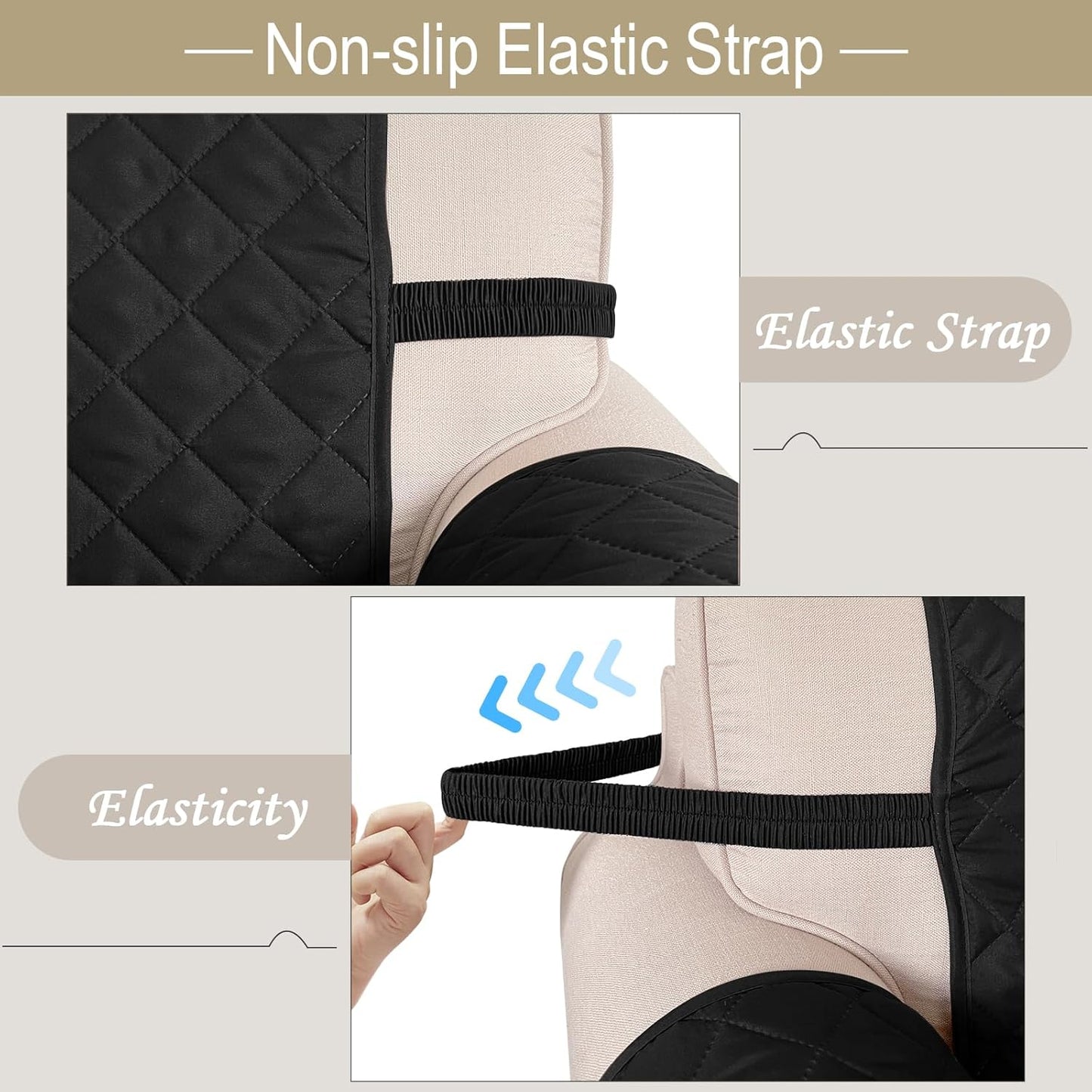 Reversible Oversized Sofa Covers Couch Cover Furniture Protector for Dogs Elastic Straps Water Resistant(XLSofa,Black/Black)