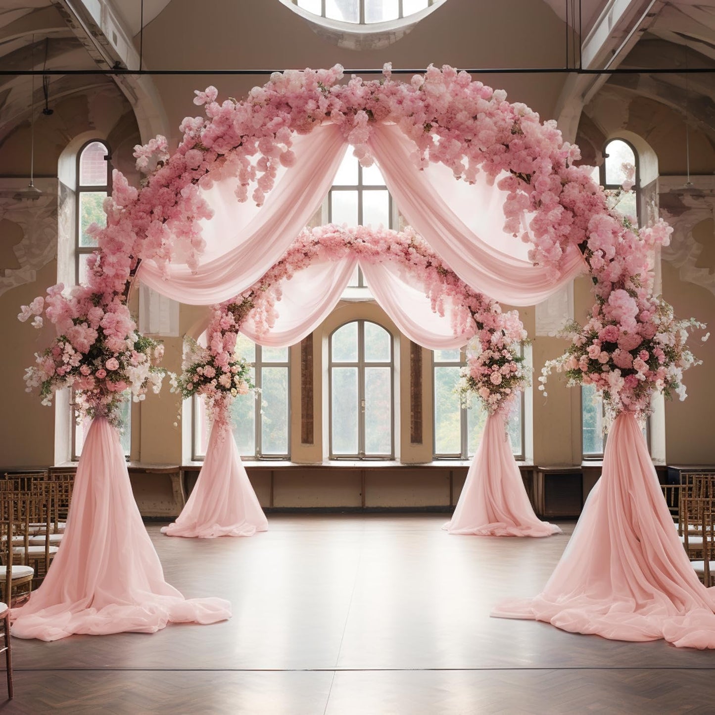 Wokceer Wedding Arch Draping Fabric 28.7" x 20FT - Blush Sheer Backdrop for Wedding Ceremony, Birthday Party, Bridal Shower Decoration
