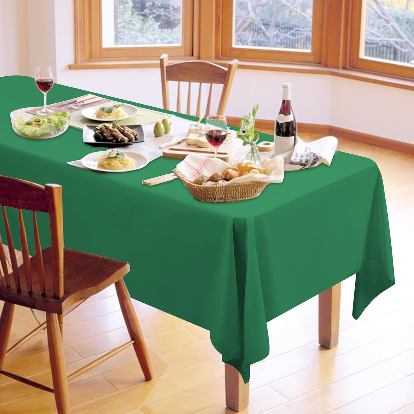 12 Pack Green Tablecloths for Rectangle Tables 60 x 126 Inch Polyester Tablecloth 8 Foot Rectangle Table Cloth Wrinkle Resistant Washable Fabric Table Cover for Party Wedding Banquet Events