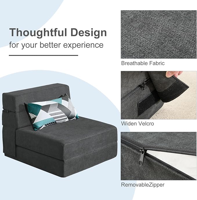 ANONER Fold Out Chair Bed Memory Foam - Image 7
