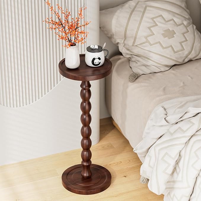 2 Pack Solid Wood Drink Table, Rubber Wood Small Round Side Table - Image 8