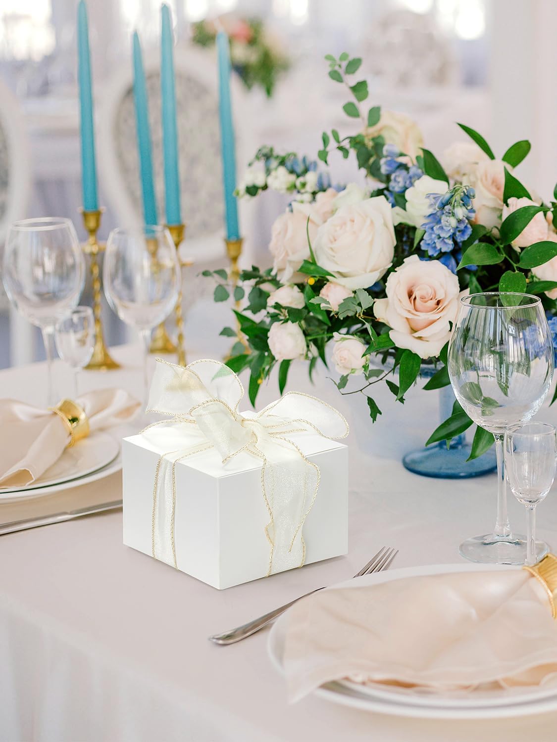 Eupako White Gift Boxes 5x5x3.5 25 Pack Kraft Paper Gift Boxes with Lids for Crafting, Gifts, Wedding, Birthday, Party, Cupcake