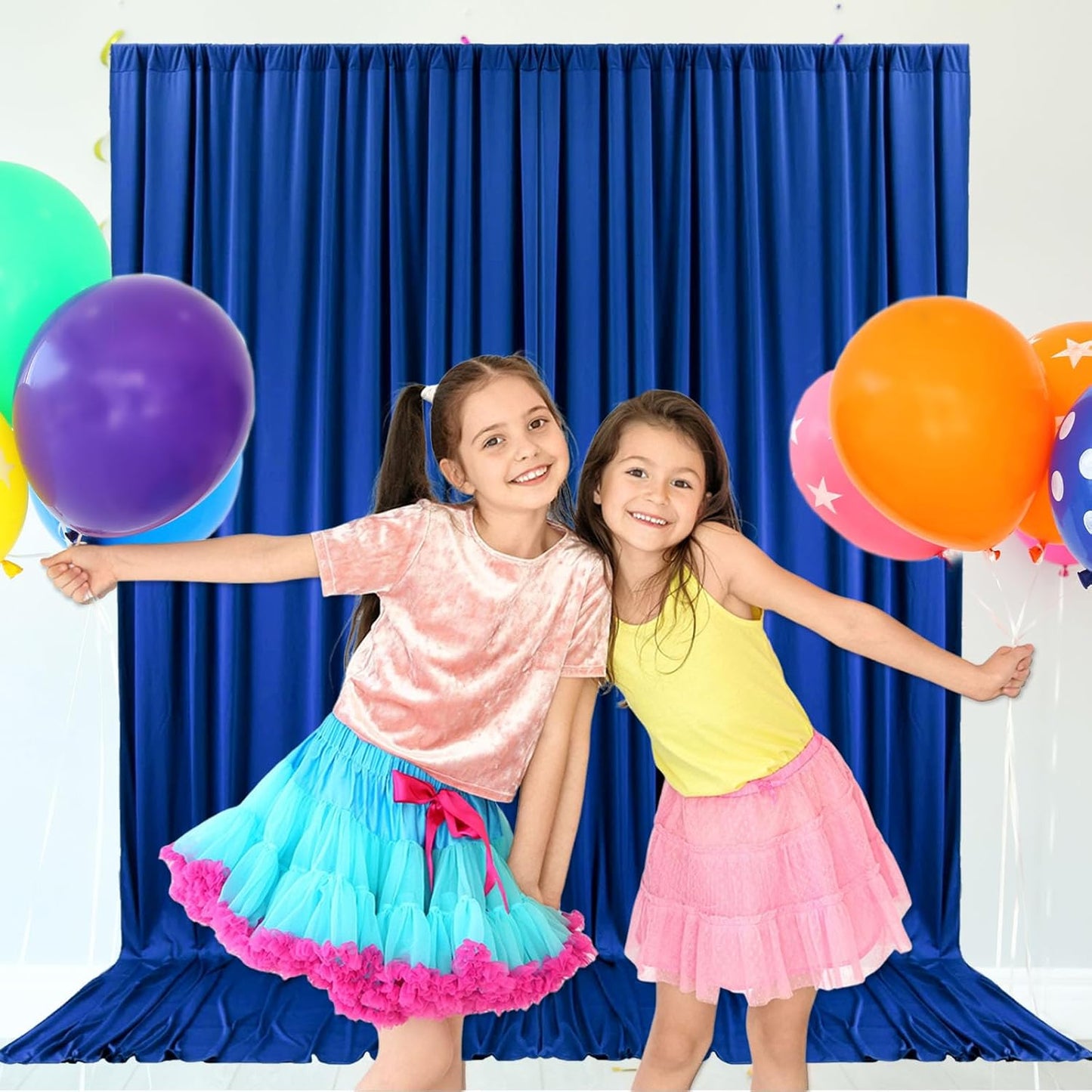 10ft x 10ft Blue Backdrop Curtains for Parties, Fabric Satin Background Curtain with Rod Pockets for Weddings, Birthday, Baby Shower, Photography, Graduation Party Backdrop Drapes, 2 Panels