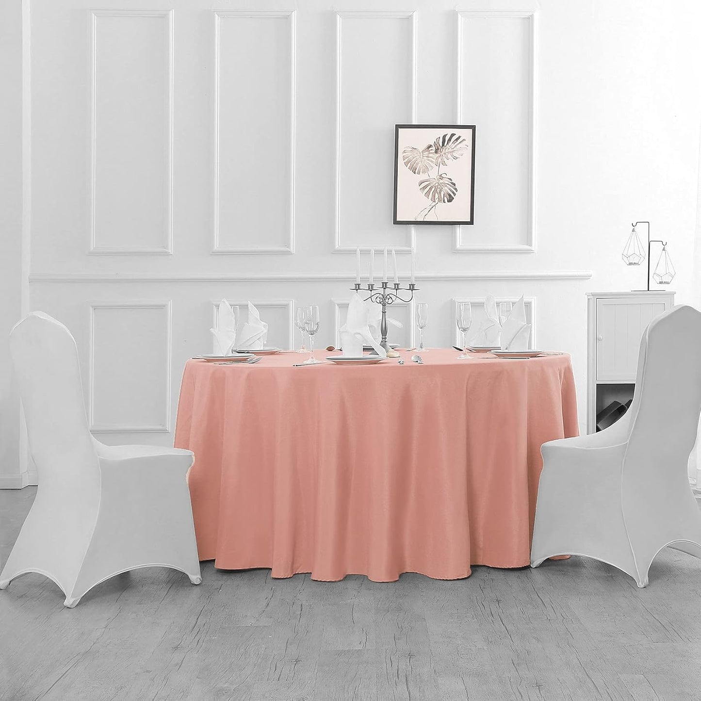 132 inch Round Tablecloth Washable Polyester Table Cloth Decorative Table Cover for Wedding Party Dining Banquet(132 inch, Dusty Pink)