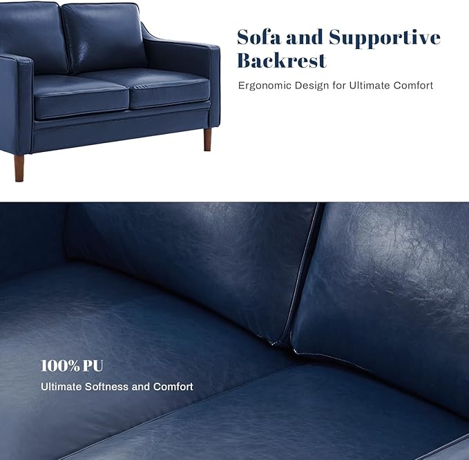 Kingfun Living Room Furniture Sets, Armchair and 2 Loveseat, Mid Century Modern - Image 6