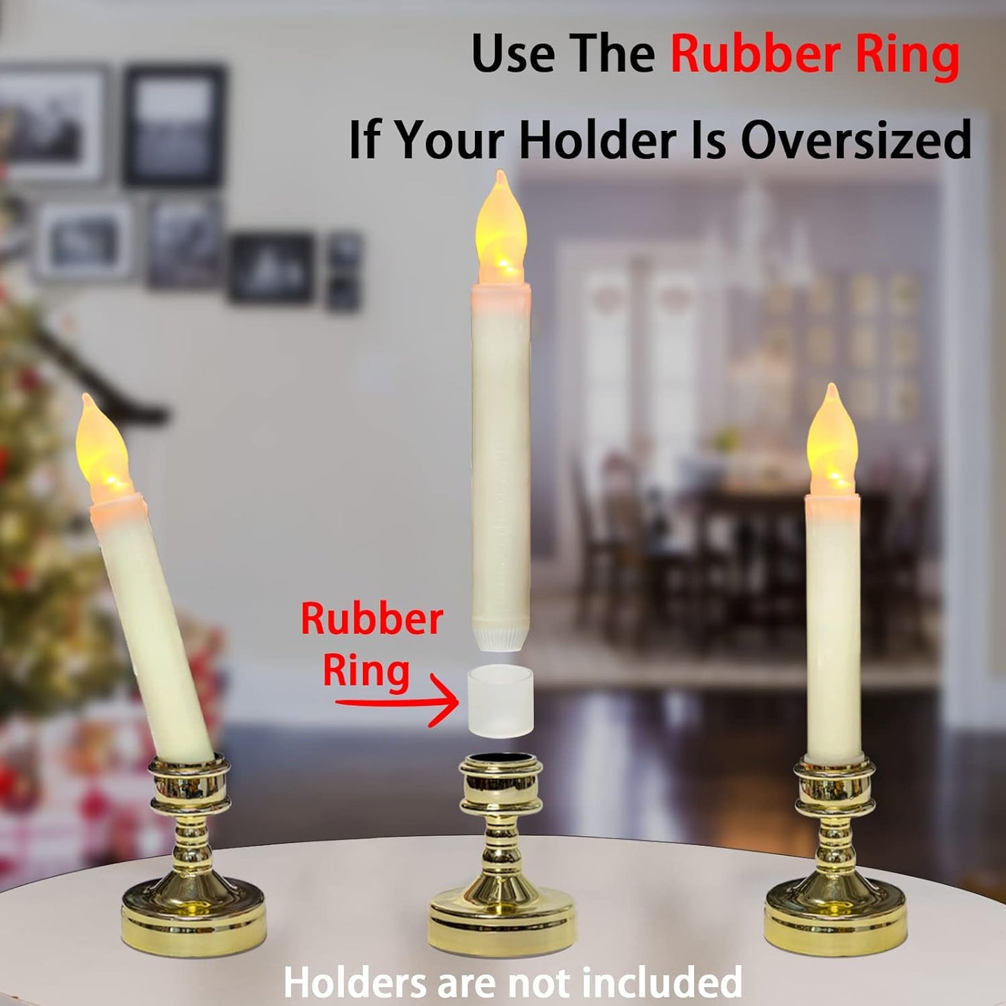 Homemory 12PCS Flameless LED Taper Candles Lights, NO Remote, Battery Operated Candlesticks with Warm Yellow Flickering Flame, 0.79 x 6.5 Inches Dripless Fake Floating Taper Candles