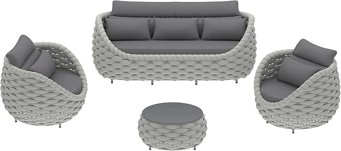 TWT Outdoor Patio Furniture Set, 5 Pieces Aluminum Sectional Sofa, Metal Patio - Image 10