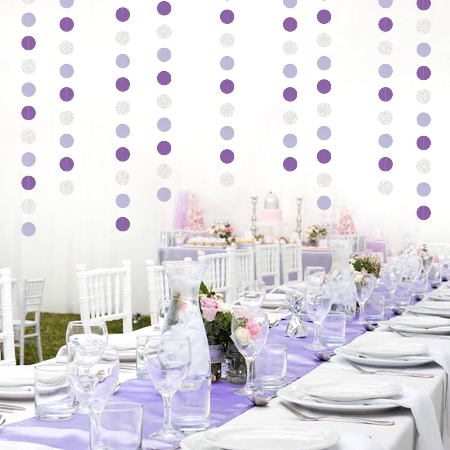 Purple Silver Birthday Party-Decorations Streamers - 52FT Graduation Hanging Paper Garland Banner,Baby Bridal Shower Engagement Wedding Anniversary Bachelorette Mothers Day Backdrop Decor Hugtmr