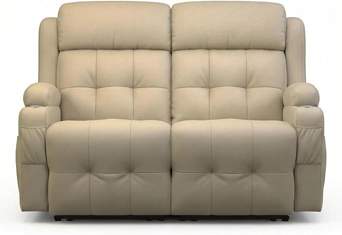 Reclining Loveseat with Pebble Texture Fabric, Loveseat Recliner with USB/Type - Image 8
