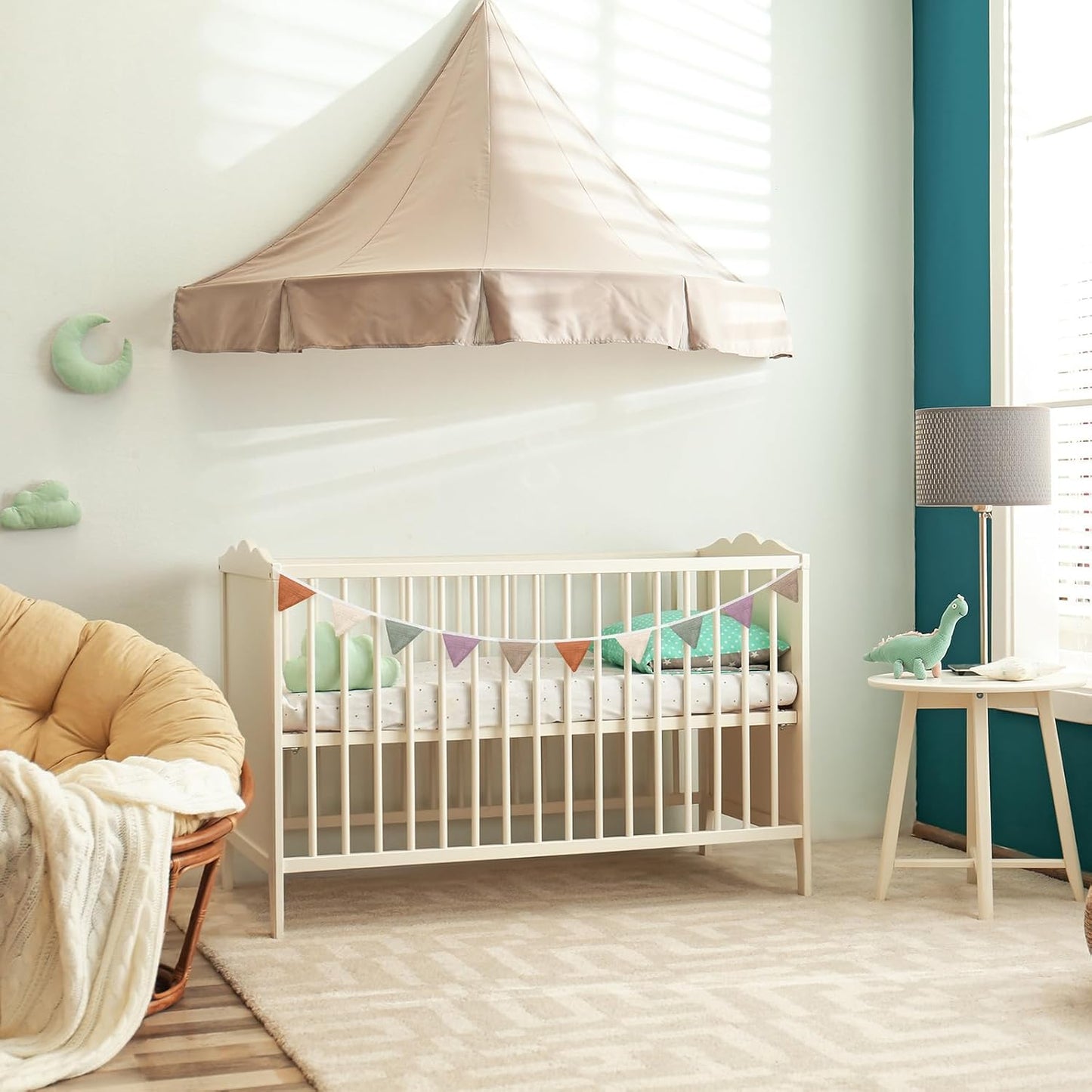 Oudain 15.5 ft Pennant Banner Flags, 2 Pcs Nursery Garland Triangle Bunting Flag Baby Banner for Nursery Decor Baby Birthday Boho Wedding Shower Party Event, Each 7.75 ft(Rich Color)