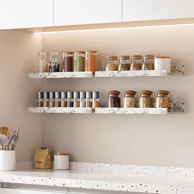 upsimples Floating Shelves for Wall, Wall Shelves for Decor Storage Set of 6 - Image 7