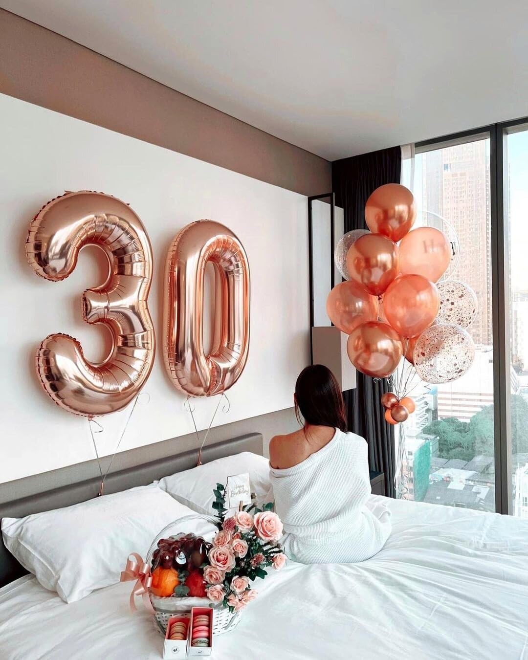 Rose Gold Helium Number Balloon 40 Inch, Giant Foil Rose Gold Number 0 Birthday Balloons, Large Numbers 10 20 30 40 50 60 70 80 90 100 2025, Party Celebration Supplies Decorations