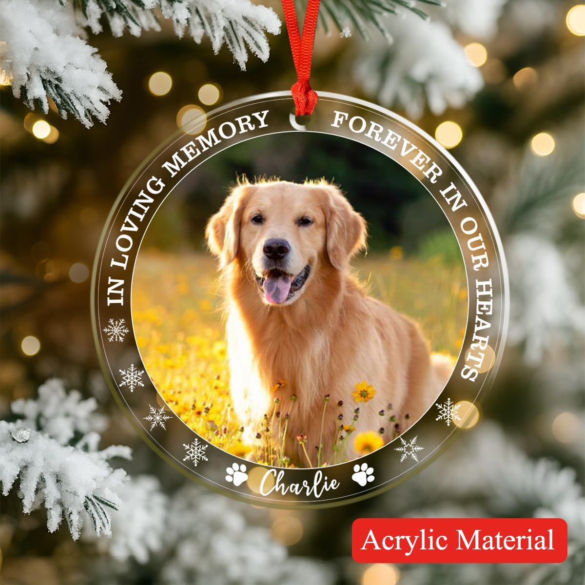 Personalized Dog Memorial Glass Ornaments, Pet Sympathy Gifts, Pet Remembrance Ornaments, Loss of Puppy Remembrance, Passing Away Gift, Dogs Lover Sympathy Gift 2025 (P3)