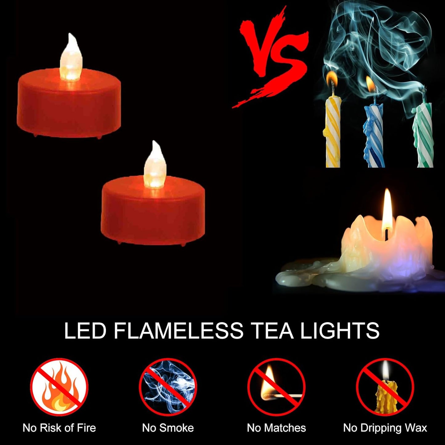 Tea Light Candles with Remote Control,Flickering Flameless LED Candle,Long Lasting 400+Hours,Battery Operated with Timer for Home Decoration Seasonal &Festival Celebration(12pcs Red)