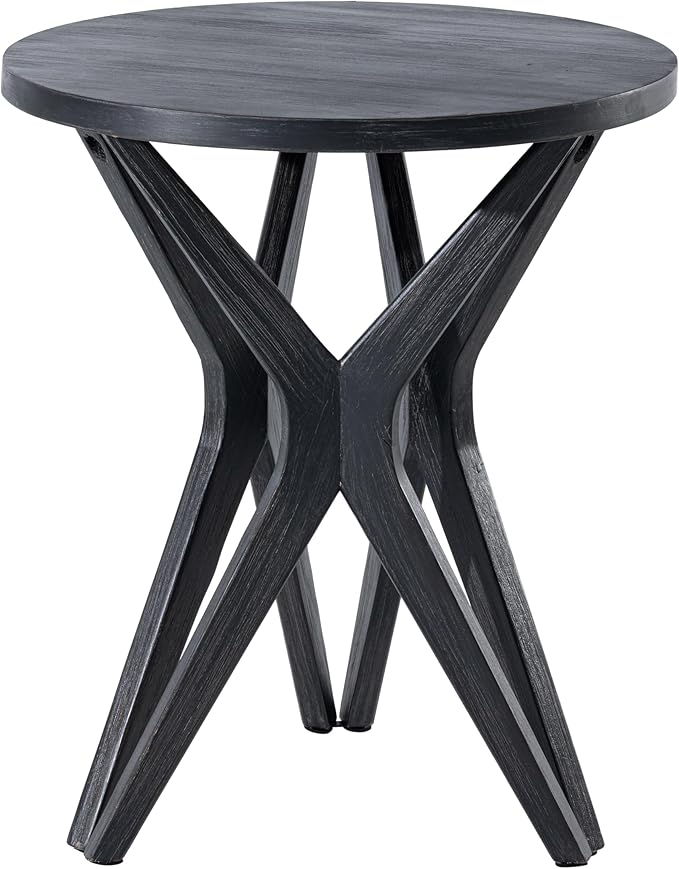 Pedestal Farmhouse End Table, Distressed Top - Image 7