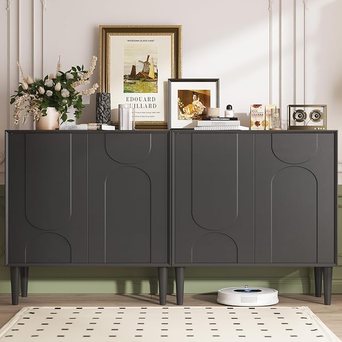Easyego 63″ Mid Century Modern Sideboard Buffet Cabinet, Dining Room, 2-Piece - Image 8