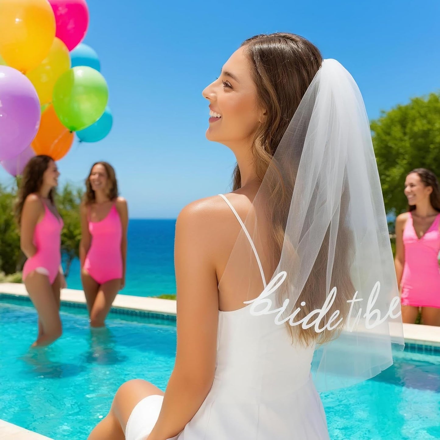 Prometheism Bride to Be Veil Hair Accessories for Bachelorette Party, Bride To Be Headband Decorations,White Headpiece,Gift for Bridal Shower and Engagement Party