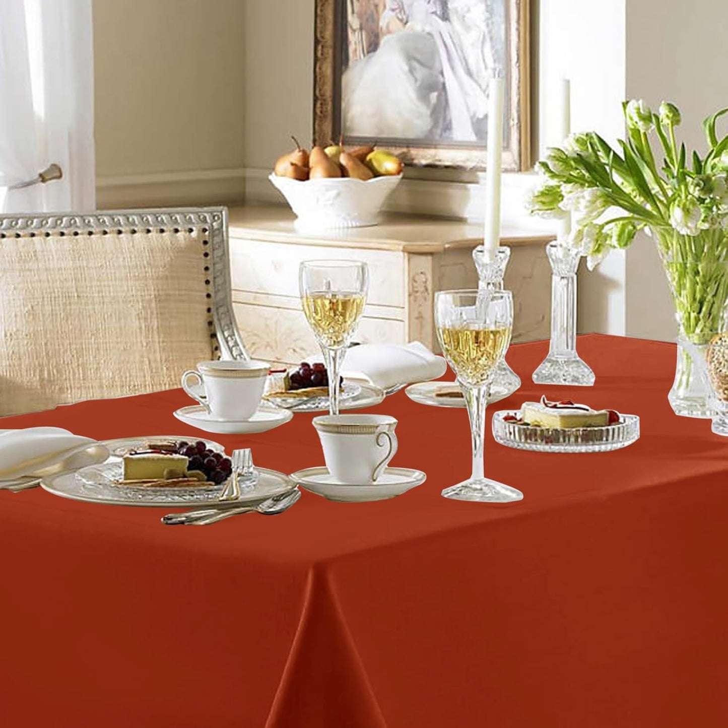 Fitable Rust Table Clothes for Rectangle Tables, 6 Pack - 90 x 156 Inch - Reusable and Elegant Fall Tablecloths, Polyester Fabric Table Covers for Wedding, Party, Banquet, Formal Events