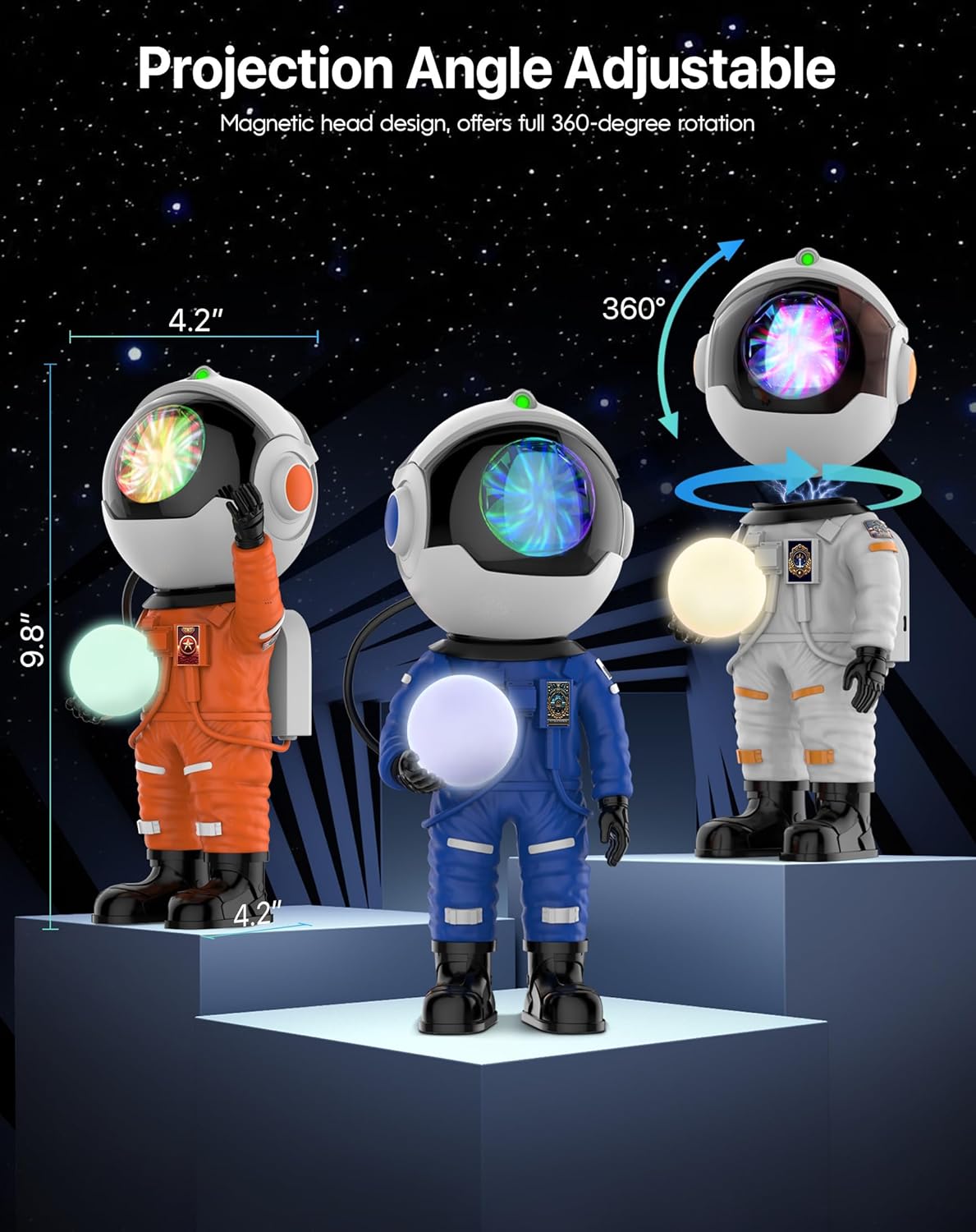 Rossetta Astronaut Galaxy Projector, Star Projector for Bedroom, LED Night Light for Kids Room with Timer and Remote, Room Decor Aesthetic, Home Decor, Gifts for Adults, Teens, Christmas, Birthday