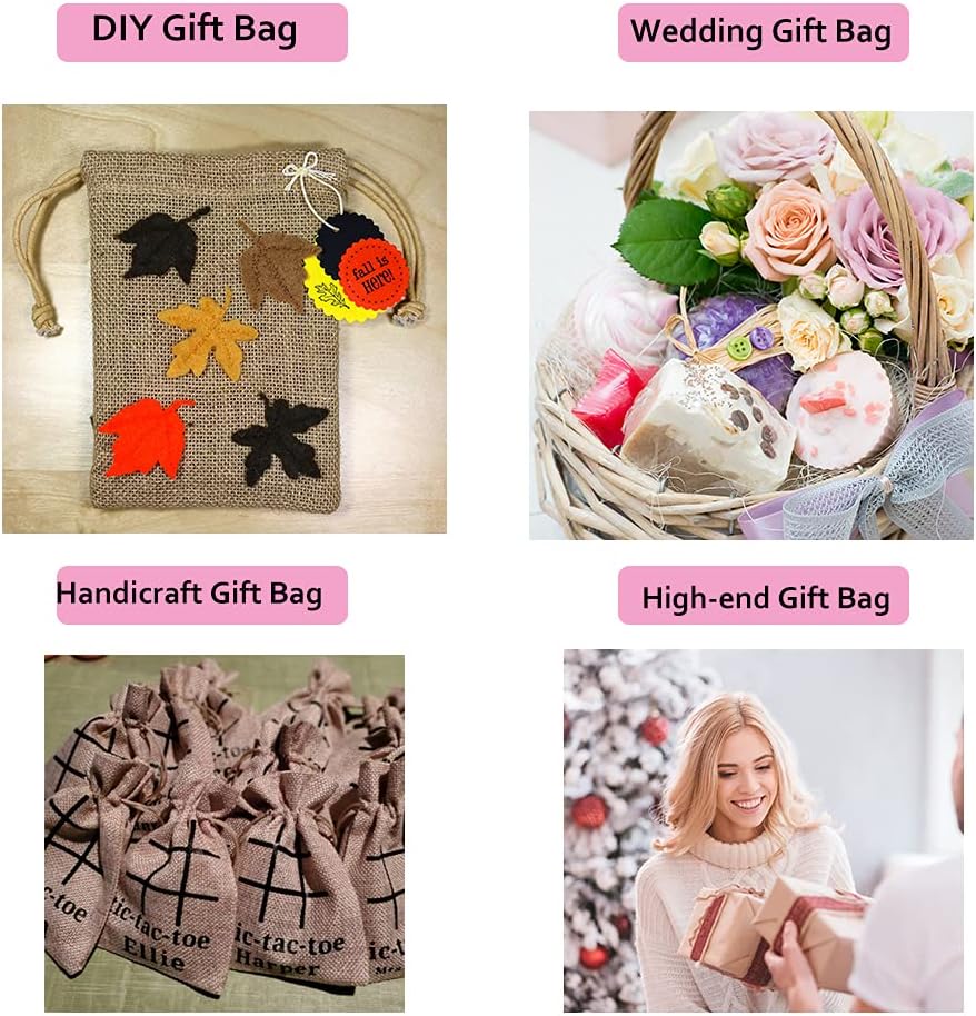 LYSXP 50PCS Burlap Bags with Drawstring,7x9 Inch Drawstring Gift Bag Jewelry Pouches for Wedding Party Favors, DIY Craft Christmas Presents