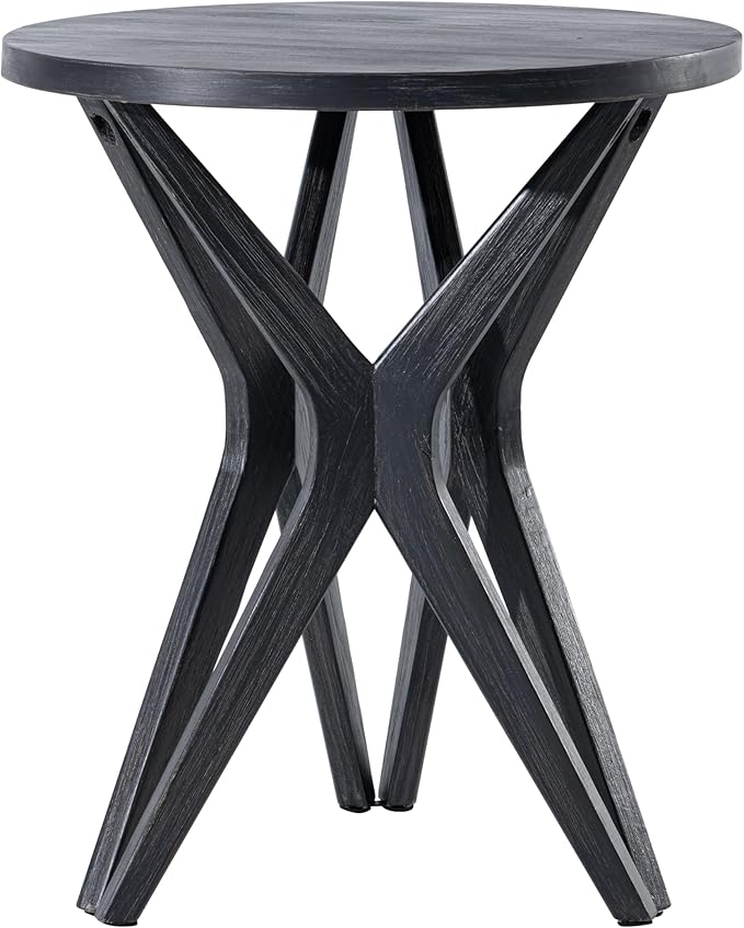 Pedestal Farmhouse End Table Set of 2, Distressed Top - Image 7