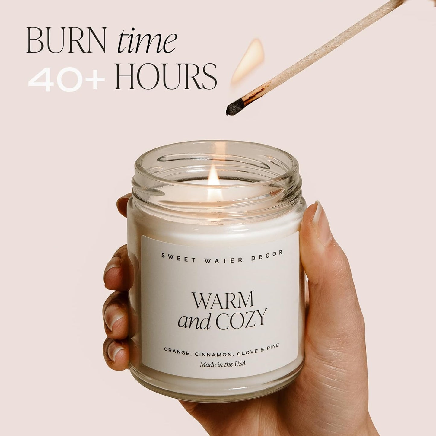 Sweet Water Decor Mulled Cider Candle - Fall Scented with Cinnamon, Icing and Cinnamon Buttery Pastry for Home - Fall Soy Candles with 40 Hours Burn Time - 9Oz Gold Lid Clear Jar Mulled Cider Scents