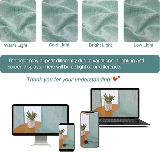 Chyhomenyc Extra Long Aqua Green Semi Sheer Curtains 120 Inches Long 2 Panels - Image 9