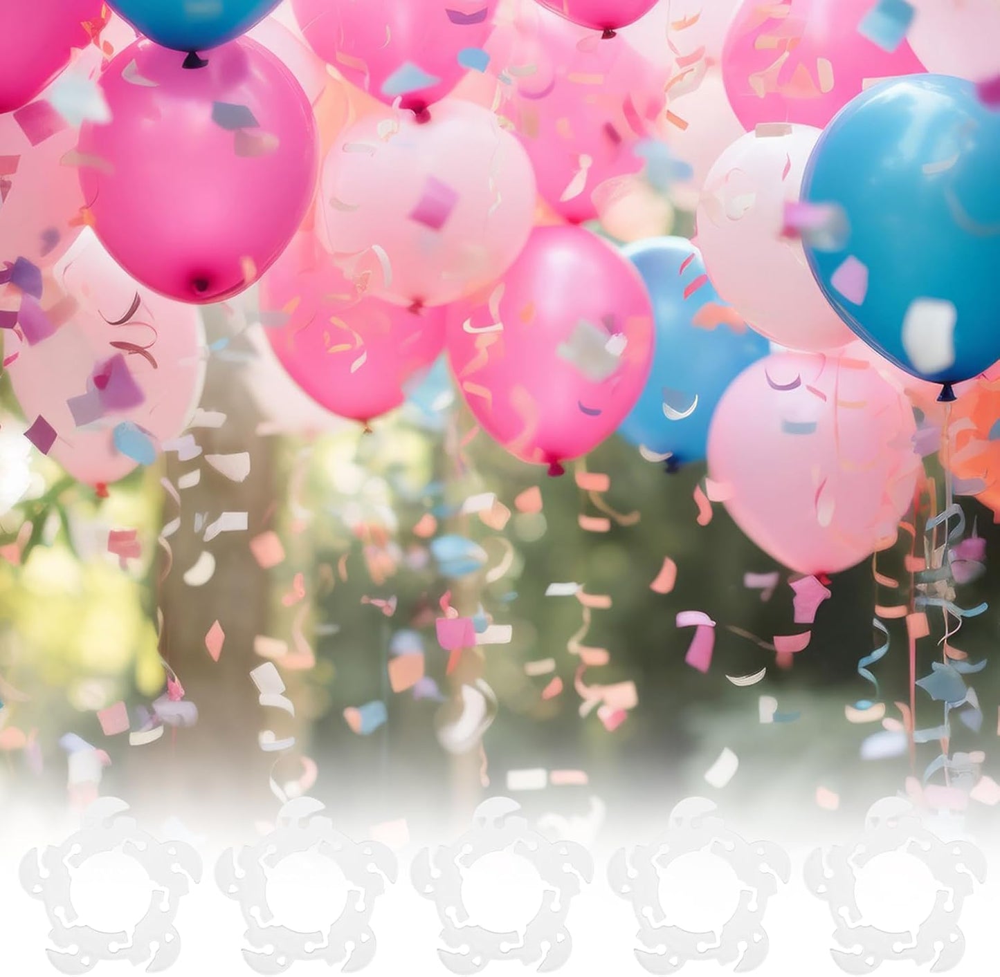 Syhood 200 Pcs Balloon Clips for Balloon Arch Flower Shaped White Bracket Buckle Connectors Clip Holders for Quick Knotting Birthday Wedding Baby Shower Party Decoration