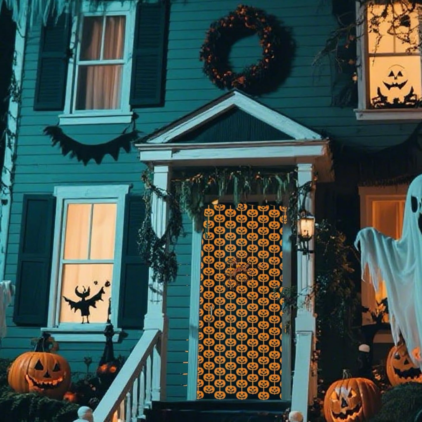 Halloween Thanksgiving Party Decorations - 2 Packs Orange Pumpkin Foil Fringe Streamers Curtains for Gothic Evil Birthday Baby Shower Wedding Wall Party Decor(3.3x6.6 ft)