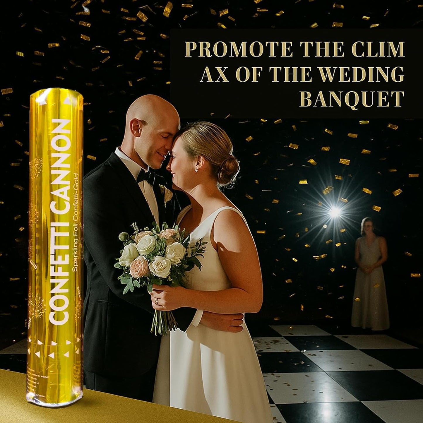 Gold Confetti Cannons for Any Celebration | 5-Pack 12-Inch Party Poppers for Weddings, Birthdays, Graduations, and More.