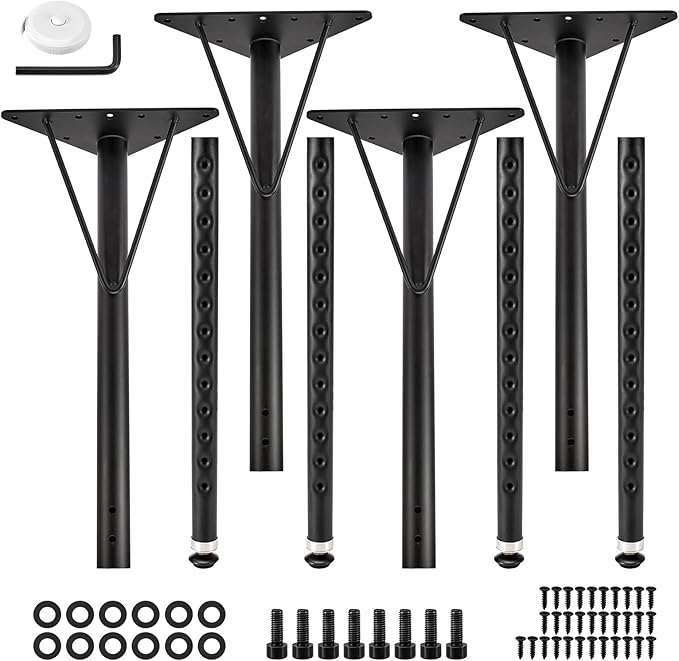 Adjustable Table Legs 19-30 Inch, Heavy Duty Steel Furniture Legs - Image 7