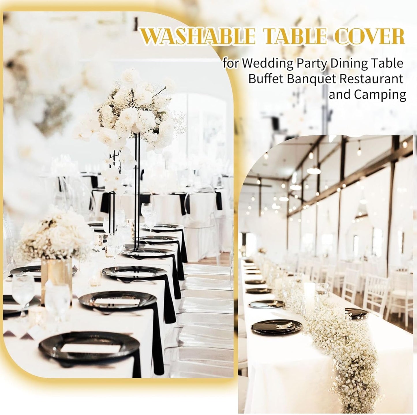 12 Pack Polyester Tablecloth 60 x 102 Inch Ivory Tablecloth for 6 Ft Rectangle Tables,Stain and Wrinkle Resistant Washable Fabric Table Covers Polyester Table Clothes for Wedding Parties Banque