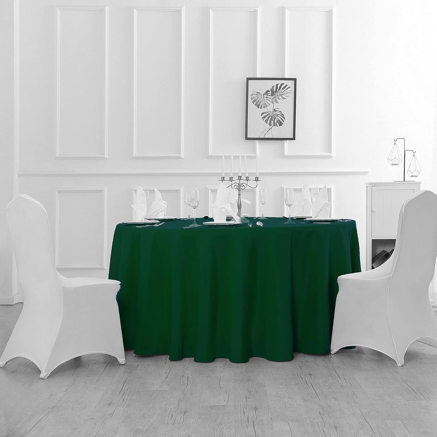108 inch Round Tablecloth Washable Polyester Table Cloth Decorative Table Cover for Wedding Party Dining Banquet(108 inch, Hunter)