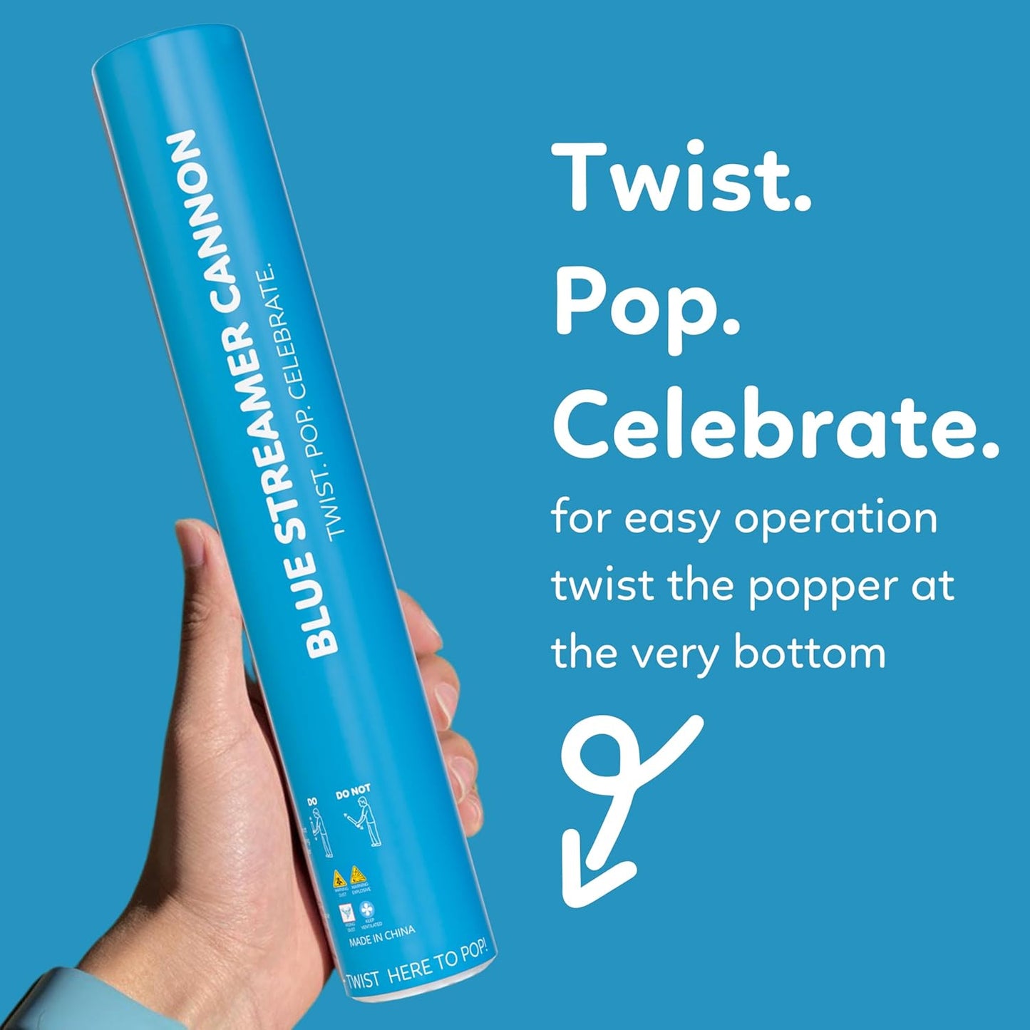 2 Pack Streamer Cannon Confetti Poppers | Biodegradable Blue Confetti | TUR Party Supplies | Launches Up to 25ft | Giant (12 in) | Party Poppers for Graduation, Birthdays, Weddings, and Memorial Day