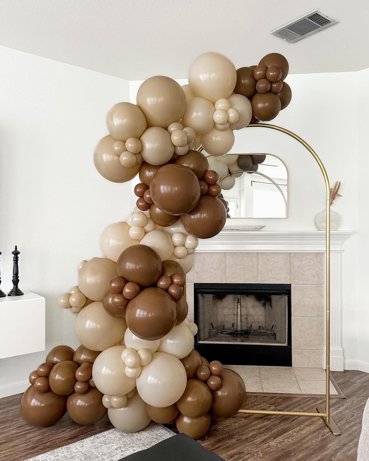 Paready Brown and Gold Balloon Set, 50Pcs 12 Inch Tan Apricot Sand White Metallic Confetti for Bridal Shower Baby Shower Fall Birthday Party Decorations