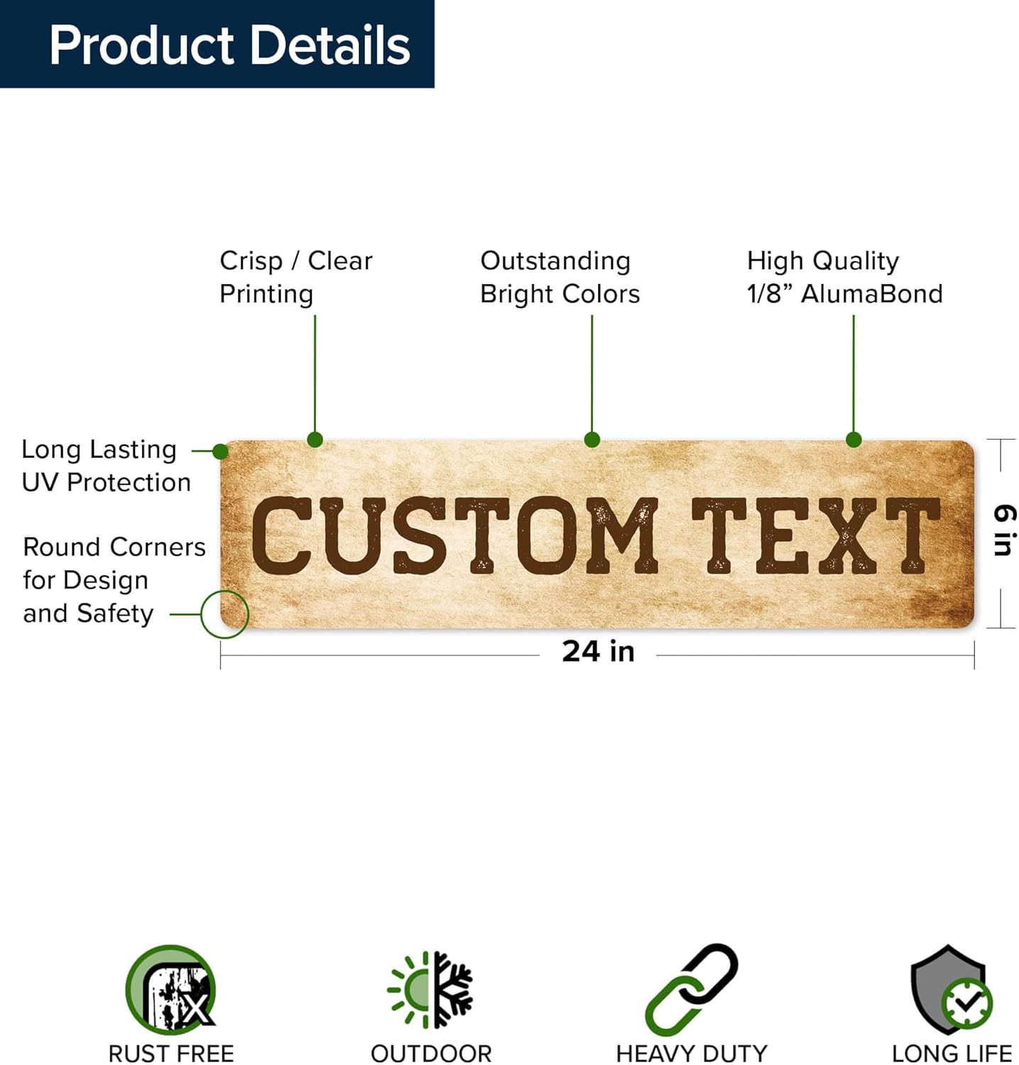 Custom Sign, Custom Street Sign, 11 Font Colors, 13 Font Styles, 4 Hole Options, 22 Sizes, 6x24 Inches, Rust Free DiBound, Fade Resistant, Made in USA by My Sign Center (Vintage)