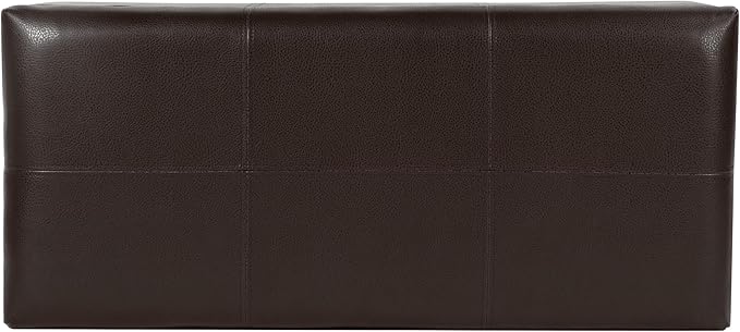 HomePop Espresso Faux Leather Storage Cocktail Bench - Image 10