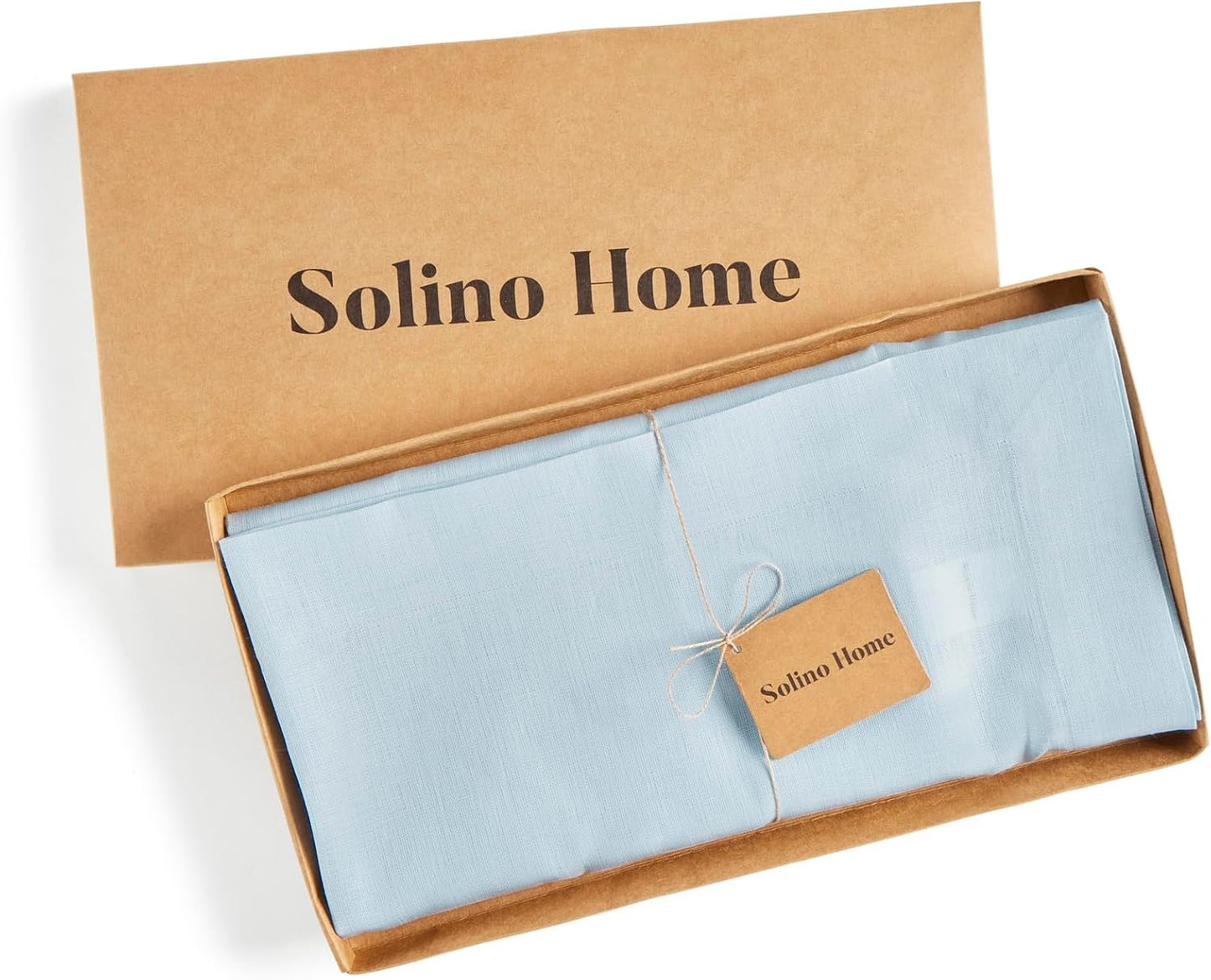 Solino Home Linen Tablecloth 52 x 52 Inch - 100% Pure Linen Ice Water Square Tablecloth - Fete, Machine Washable Table Throw for Christmas, Holiday