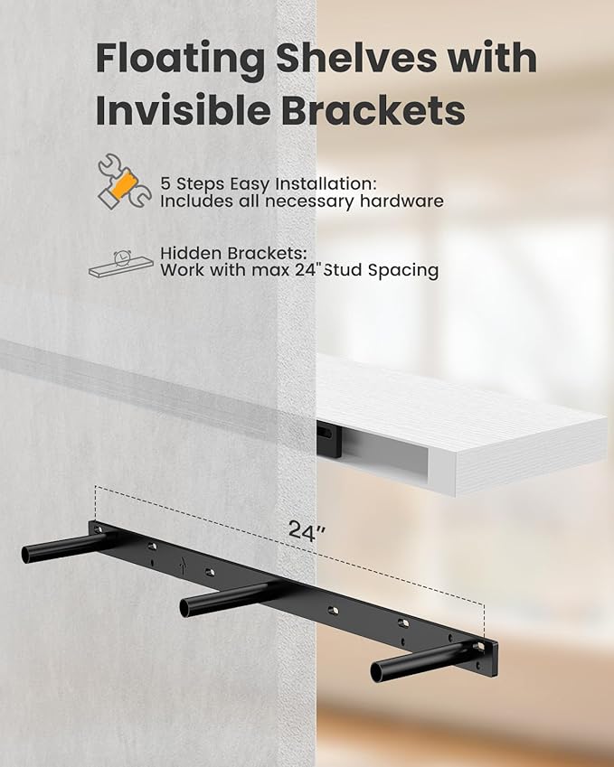 AMADA HOMEFURNISHING Floating Shelves Wall Mounted, 47 x 8 Inch Wall Shelves - Image 9