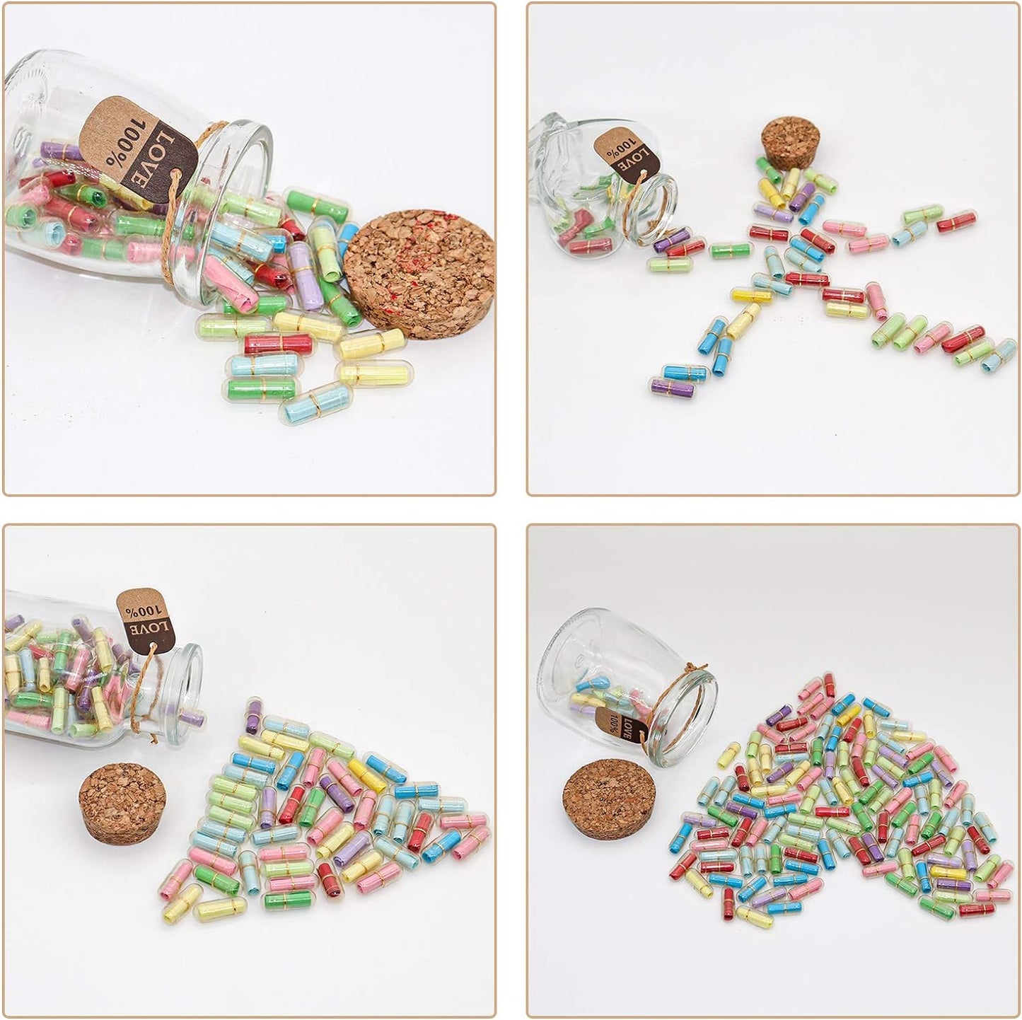 Capsule Letters Message in a Bottle - Love Letter for Valentine's Day, Birthday - Lovely Notes Couples Gifts for Him Her Boyfriend Girlfriend (Mixed Color 30pcs)