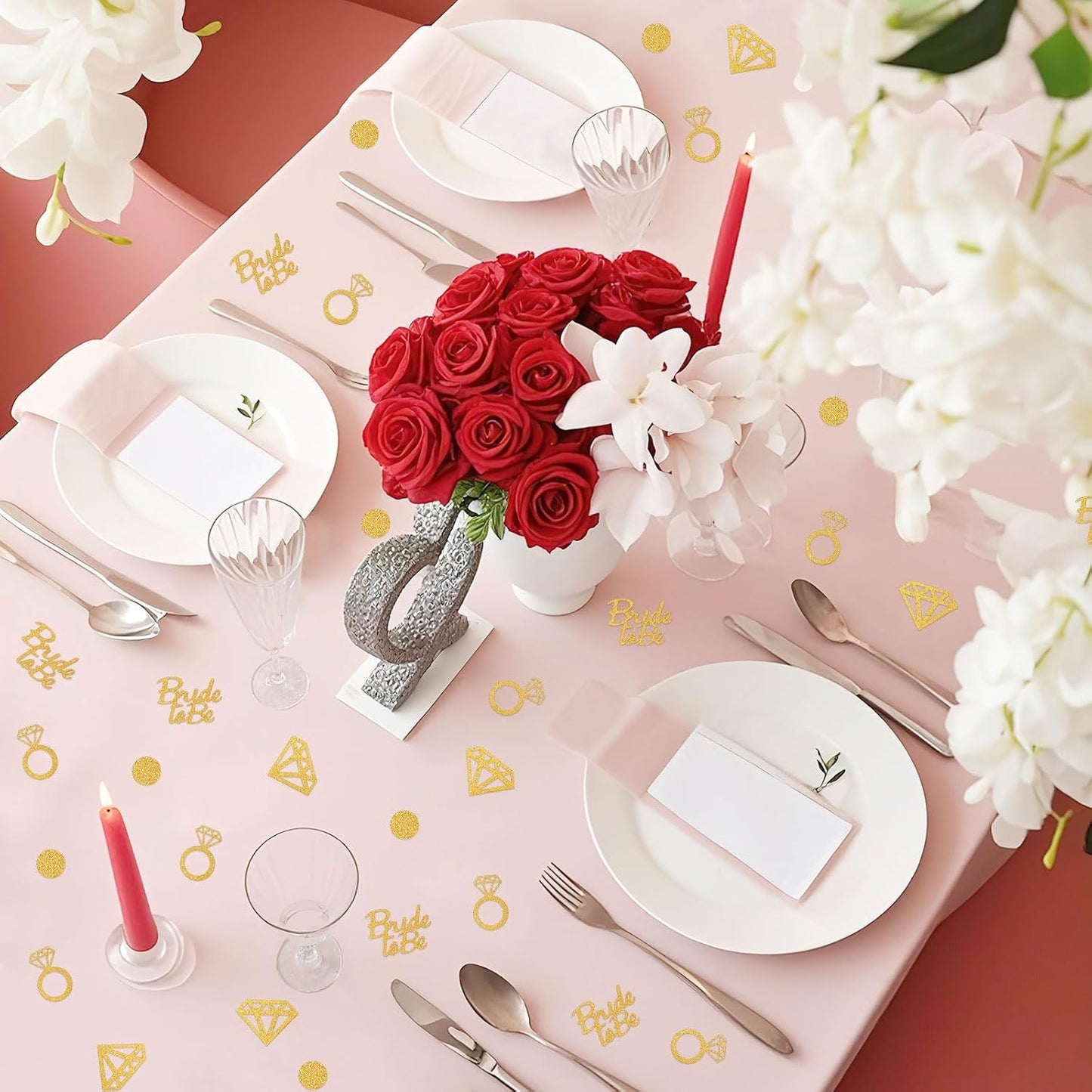 MARFOREVER Gold Wedding Confetti Bridal Shower Decorations Bride to Be Confetti Diamond Ring and Circle Glitter Paper for Wedding Bachelorette Bridal Engagement Party Decor Table Scatter