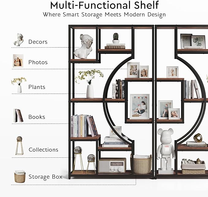 HolliWill 70.8" Tall Bookshelf Set of 2, Etagere Bookcase - Image 9
