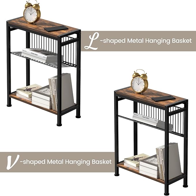 Small Side Table Set of 2 for Small Space, 3-Tier Narrow End Table - Image 9