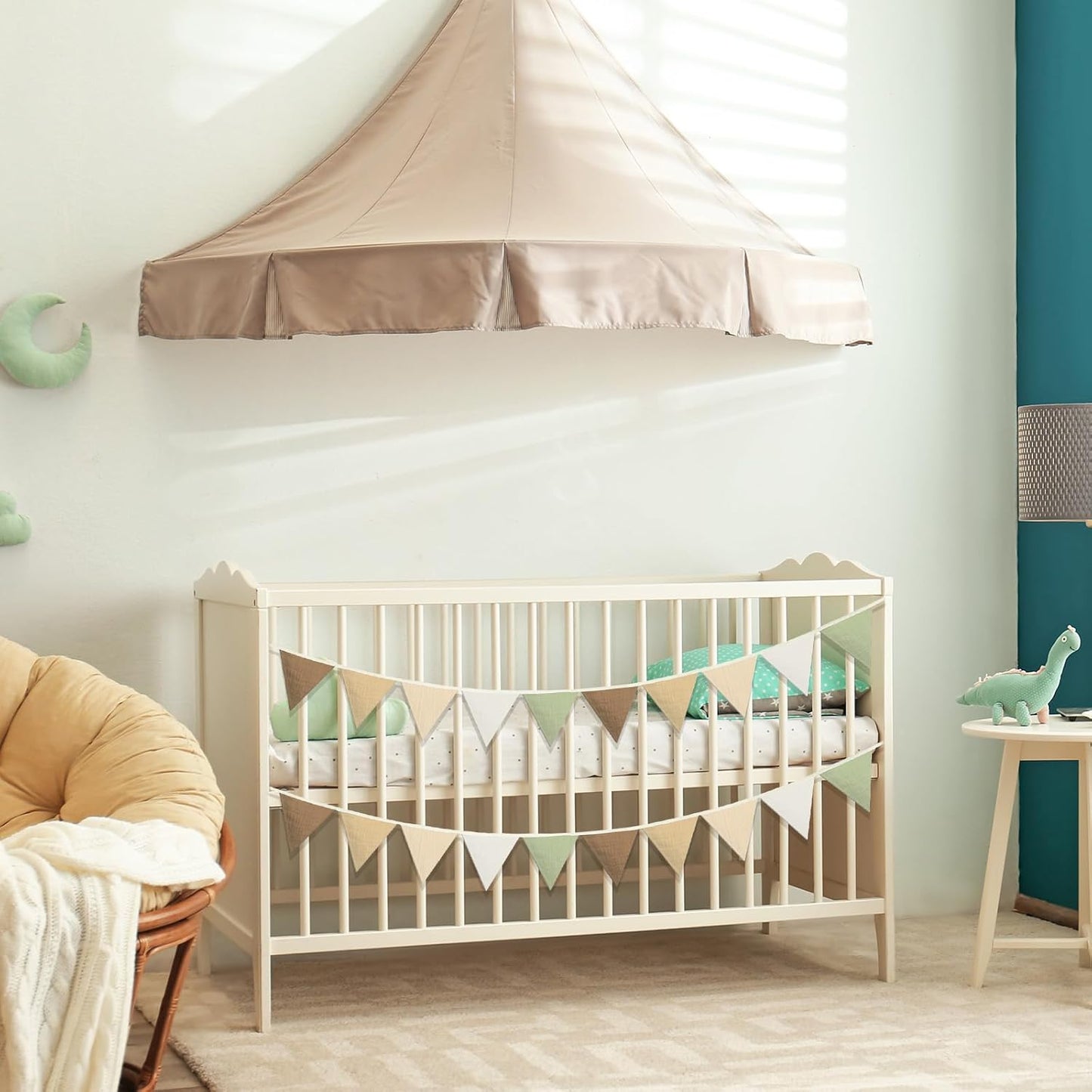 Oudain 15.5 ft Pennant Banner Flags, 2 Pcs Nursery Garland Triangle Bunting Flag Baby Banner for Nursery Decor Baby Birthday Boho Wedding Shower Party Event, Each 7.75 ft (Boho Color)