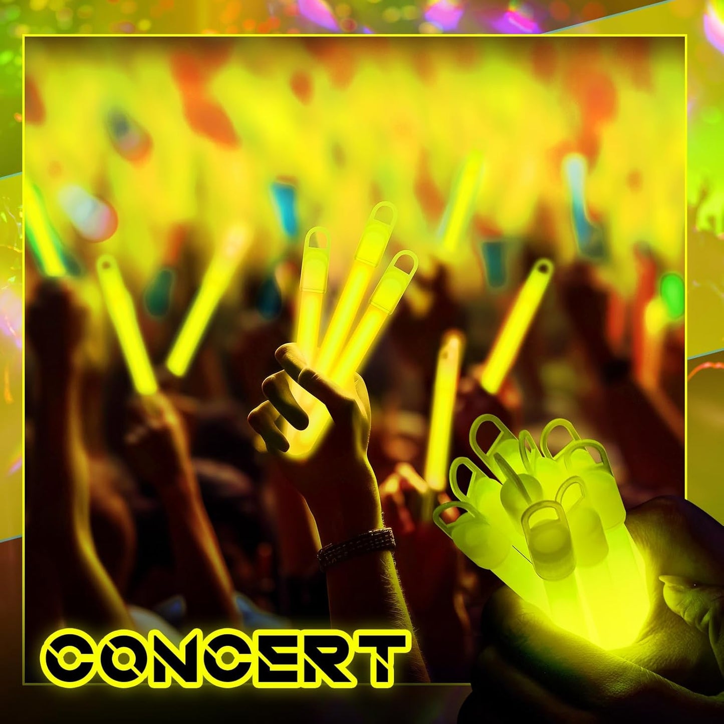 Lewtemi 50 Set 4'' Glow Sticks Bulk, Hallowee Glow in The Dark Party Supplies, Emergency Light Sticks with Lanyard, for Birthday, Light up, Neon, Halloween Theme Party Favors