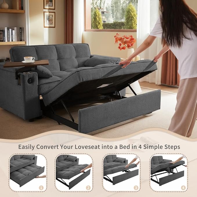 Auvsoce 65'' Convertible Sleeper Sofa Bed - Image 8