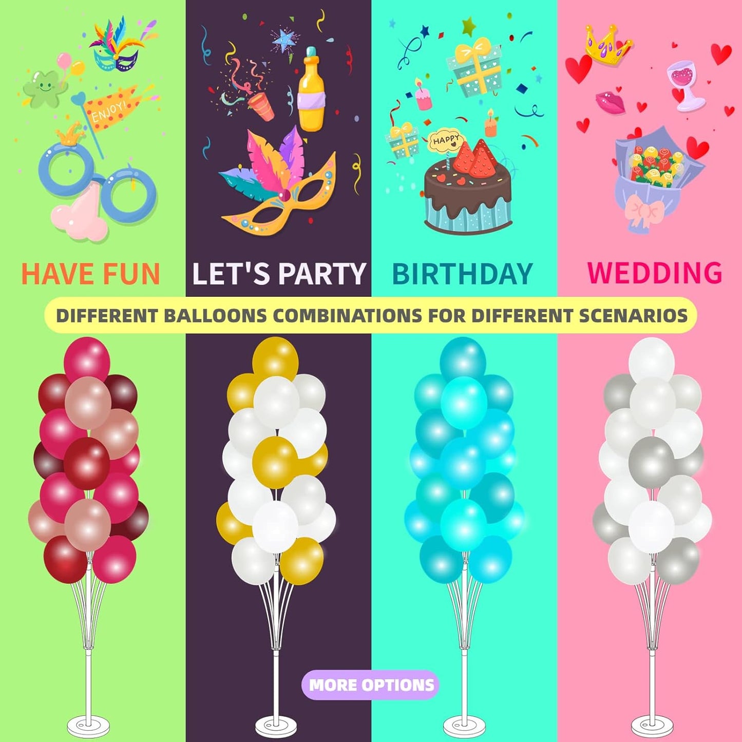 Balloon Column Kit Set of 2 With Balloons Included - with Base, and Pole,Balloon Tower Backdrop Decoration for Wedding, Baby Shower, Birthday Party, or Bachelorette Parties (Blue)